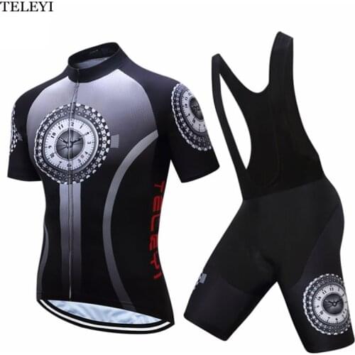 TELEYI Team Mens Cycling Jersey Ropa Ciclismo Padded Bib Shorts Bicycle Wear Outdoor Bike Uniforms Clothing Size S-4XL