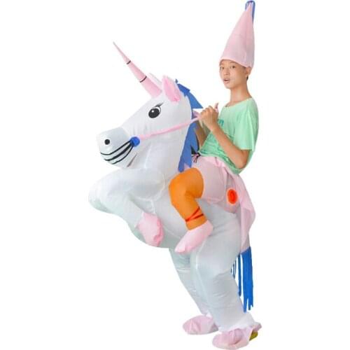 Inflatable Unicorn Carnival Cosplay Costumes Suit Animal Cartoon Halloween Kids Adult Funny Costumes Child Birthday Party Gift