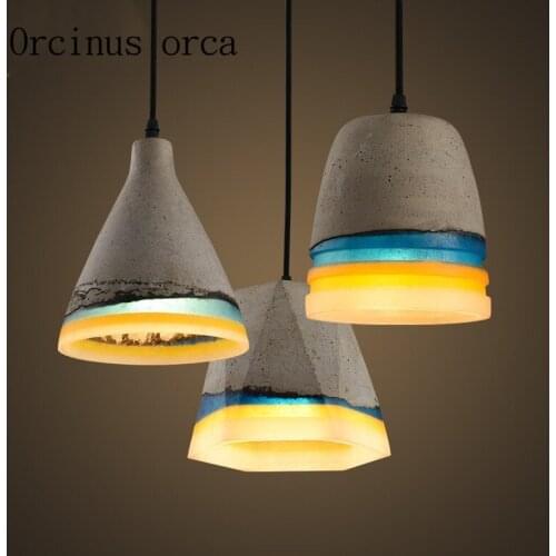 Nordic retro industrial wind cement single chandelier coffee shop bar restaurant balcony creative decorative Chandelier