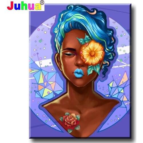 New Africa Girl Diamond Mosaic 3d Handmade Diamond Painting Full Square/Round Drill embroidery Portrait Elf 5d diy Home Decor