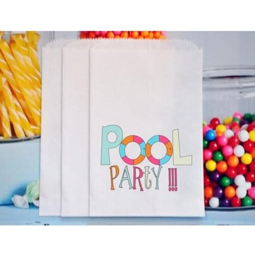 Personalized pool party kids birthday baby Shower popcorn candy Buffet lolly bags Gender Reveal Bakery Cookie goody gift Favor