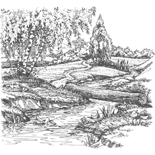 AZSG River / Tree Clear Stamps For DIY Scrapbooking Decorative Card making Crafts Fun Decoration Supplies 13*13cm