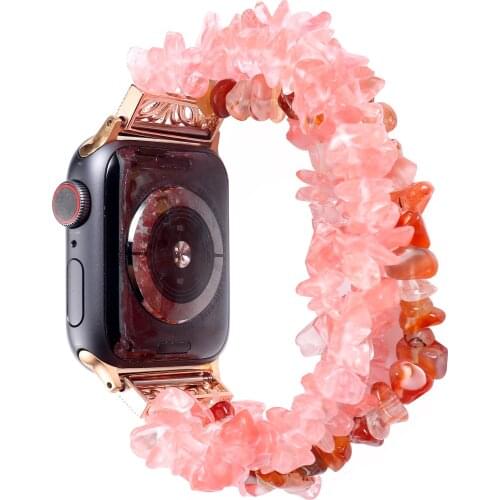 Fashion bracelet for Apple Watch Bands 42/44mm Women Fashion Natural Stone Strap Replacement iWatch Series 5 4 3 2 38/40mm