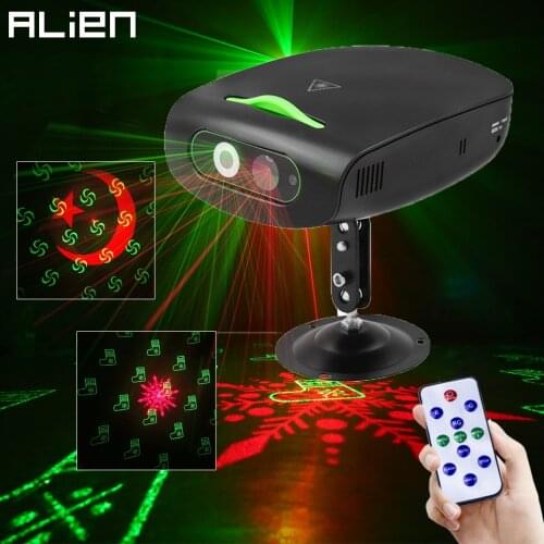 ALIEN Interchangeable Pattern RG Laser Stage Lighting Effect Xmas Snowflake Halloween Party Holiday DJ Disco Bar Show Projector