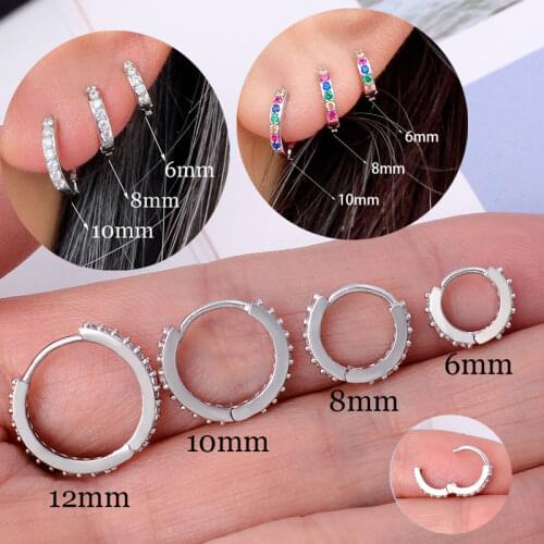 SIPENGJEL 2 Pcs Small Girls Tiny Ear Ring Huggie Piercing Hoop 6mm/8mm/10mm Round Earrings For Women Girls Jewlery 2021