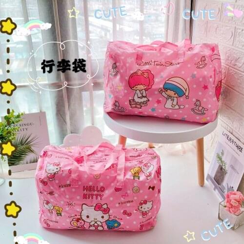 Sanrio hello kitty handbag Melody girl boy travel bag foldable duffel bag cartoon storage bag large capacity shoulder bag