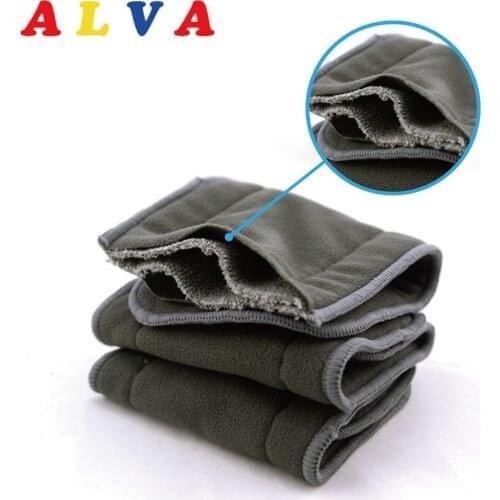 10pcs Alvababy High Absorbent Organic 4 Layers Charcoal Bamboo Insert