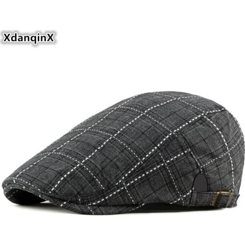 XdanqinX British Retro Mens Beret Adjustable Size Plaid Striped Tongue Caps 2019 New Elegant Womens Fashion Hat Snapback Cap
