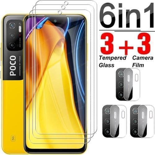 6 in 1 Tempered Glass For Xiaomi Poco m3 pro 5G Full Cover Screen Protector Lens Film For mi poco f3 x3 nfc Safety Glass