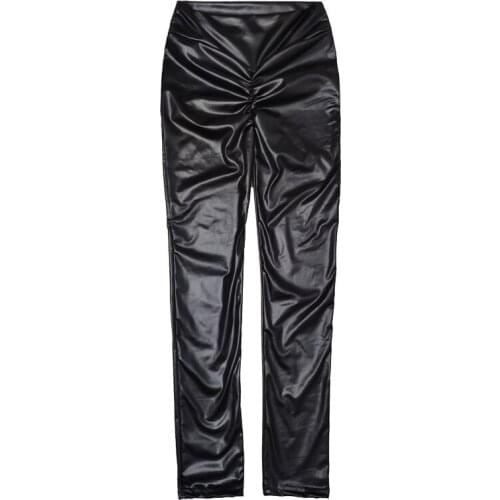 Yoga Woman Sport Printing Imitation Leather Carry Buttock High Elastic Loose Square Fance Wide Leg Pants Comfortable