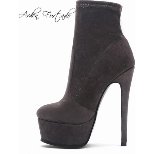 Arden Furtado Fashion Womens Shoes Winter round Toe Stilettos Heels Zipper Sexy Elegant Ladies platform red Boots big size 43