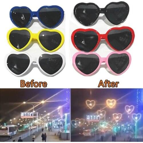 1PC Love Heart Shaped Effects Glasses Watch The Lights Change to Heart Shape At Night Diffraction Glasses Women Fashion Sunglass