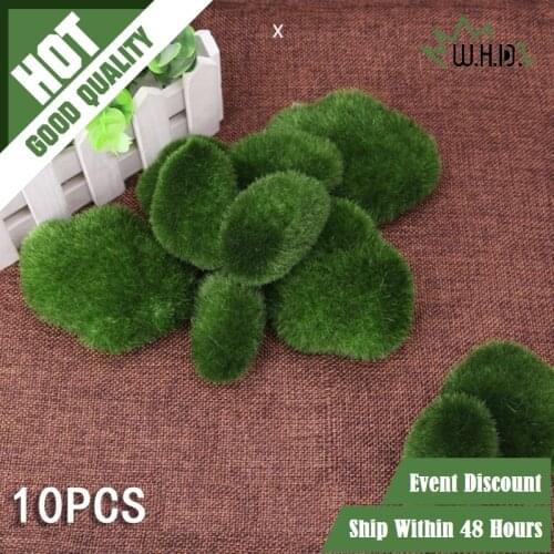 10pcs Artificial Moss Fuzzy Stones Micro Landscape Decoration DIY Accessories Grass Aquarium Garden Plant Lawn Mossy Stone