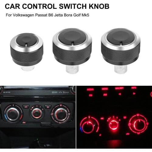 3pcs/Set Car Air Conditioning Panel Control Switch Knob A/C Heater Knob Replacement Car Styling for VW Passat B6 Jetta Bora Golf