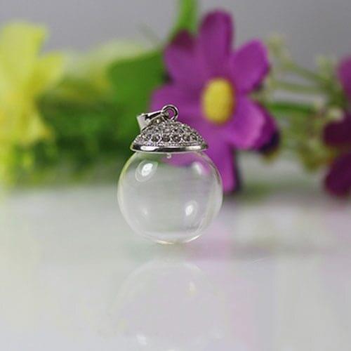 4PCS Glass Ball (4 colors) with Rhinestone cap Mini Glass Ball Glass Bottle Pendants Glass Vials Pendants Diy Finding