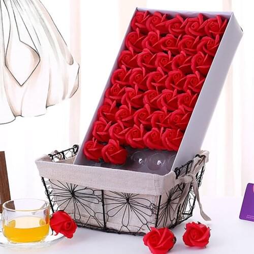 50Pcs/Set Rose Flower Rose Bath Body Flower Floral Soap Scented DIY Gifts For Valentines Day Wedding Party Christmas