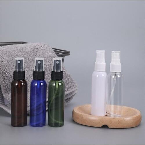 60ml Pet Round Shoulder Spray Bottle Empty Lotion Bottle Cosmetic Sub-bottle With Aluminum Anodized Spray Pump Refillable Bottle