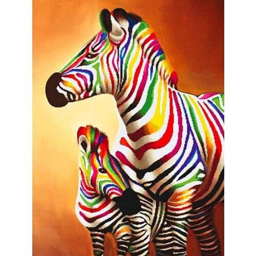 Diamond Painting Colorful Zebra Mosaic Full Square Diamond Embroidery Animal Cross Stitch Decoration for Home