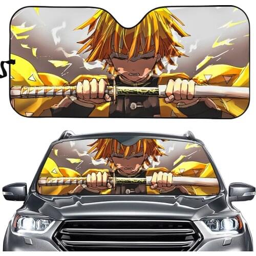 Devils Blade Anime Car Windshield Sunshade 3D Printing Auto Sun Visor Windscreen Cover Protects for Men Car Front Window Decor