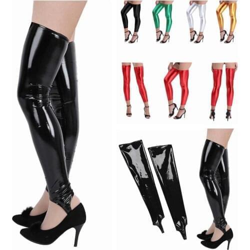 Sexy Women Shiny Metallic Thigh-high Stockings Sexy Shaping Elastic Stockings Overknee Footless Stocking Night Club Dance Wear