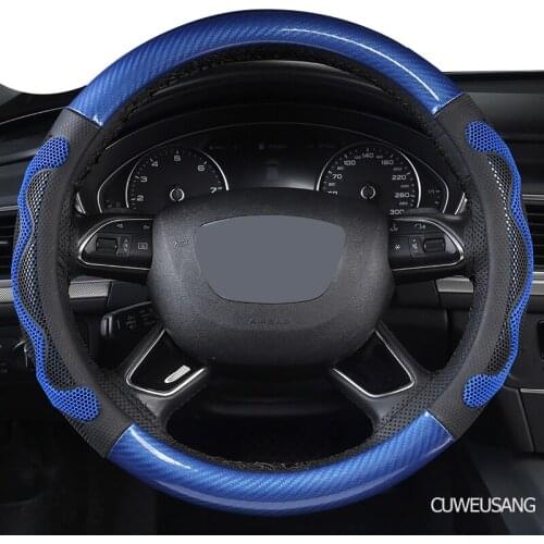 CUWEUSANG Carbon Fiber Leather Car Steering Wheel Cover For Isuzu D Max Trooper Rodeo Mux Ertiga APV Ignis Edition SX4