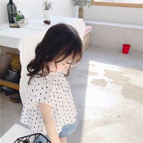 Koodykids Summer Kids Girls Short Sleeve Shirts Vintage Dot Shirts Denim Shorts Pants Baby Toddler Girls Shirts Shirts 1-6 Years