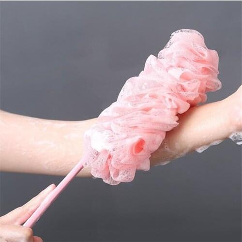 Long Handle Hanging Soft Mesh Back Body Bath Shower Scrubber Brush Sponge For Bathroom Shower Brush Unisex Bathroom Accessories
