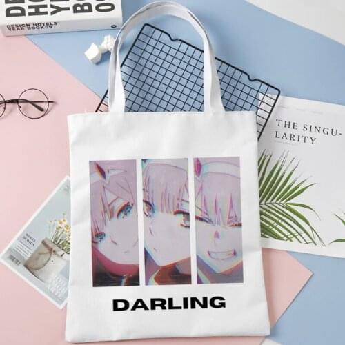 Darling in the Franxx shopping bag canvas grocery jute bag handbag bag sac cabas cloth bolsa compra foldable sac tissu