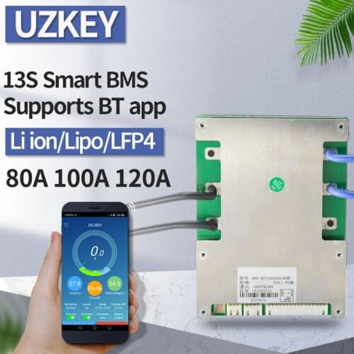 13s 48v bms smart with bluetooth 80a 100a 120a heavy current electric bicycle Li-ion 42v lifepo4 NTC temperature pcm