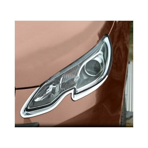 Chrome Front Head Light Lamp Eyelid Cover Trim 2pcs For Peugeot 2008 2014 - 2015