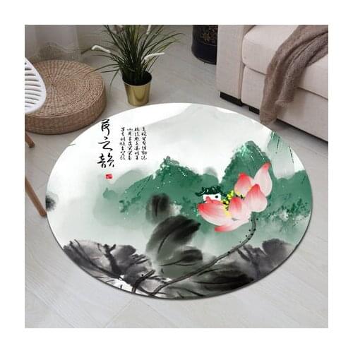 Chinese Style Retro Flower Carpet Round Bedroom Living Room Decoration Yoga Mat