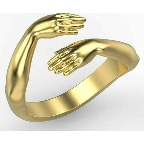 Creative Love Hands Hugging Thumb Ring Women Men Personality Punk Opening Ring Jewelry Wedding Anniversary Gifts For Lovers