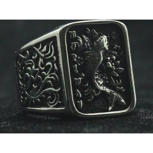 Unisex 316L Stainless Steel Cool Punk Gothic Koi Ring Newest