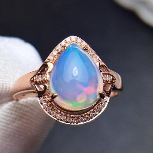 A411 Opal Ring Fine Jewelry Pure 18 K Gold Jewelry 100% Natural 2.1ct Opal Gemstones Diamonds Female Rings for Women Fine Ring
