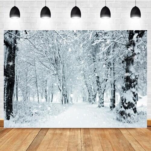 Laeacco Winter Forest Snowflakes Christmas Natural Landscape Photo Background Photographic Backdrop For Photo Studio