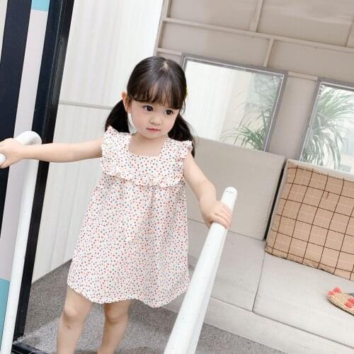 Summer Girl Dress Multicolored Love Squared Neck Floral Border Kids Infantile Casual Wear Clothes