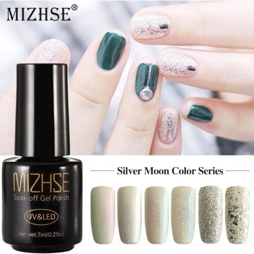 MIZHSE Silver Moon Color Series Gel Lacquer 7ML LED Bulb Gel Paste for Nails Acrylgel Gel Top Coat UV Resin Glitter Gel Polish