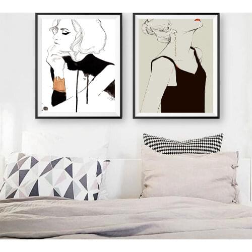 Fashion Sketch Woman Poster Abstract Canvas Painting Scandinavian Art Print Boho Modern Wall Picture For Living Home Room Decor