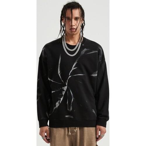 Men Streetwear Sweatshirt Tie-dyed Long Sleeve Tee Crewneck Pullover