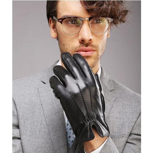 Black Genuine Leather Glove Winter Short Suede Glove For Men Fashion Female XL L M S New 1 Pair/Lots