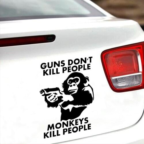 EmpireYing 2 Sizes 8 Colors Guns Don't Kill People Large Animal Monkey Car Sticker Laptop Door Styling Reflective Vinyl Decals