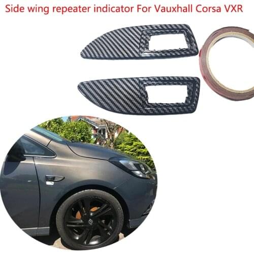 Car Exterior Decoration Effect Side Wing Repeater Indicator Surrounds Carbon Fibre Stickers For Vauxhall Corsa VXR D Range 2006