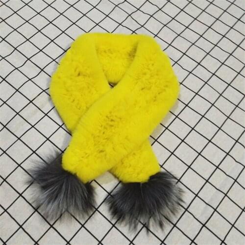 2021 New Luxury Womens Winter Fur Scarf Genuine Rex Rabbit Fur Scarves Wraps Knitted Silver Fox Fur Scarfs