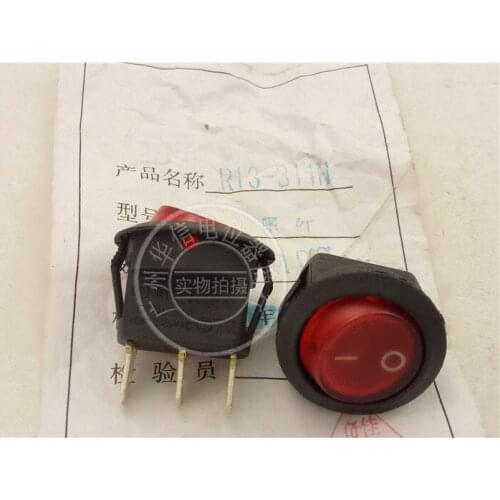 Original new 100% R13-31 5A250V 3pin rocker switch red circular switch