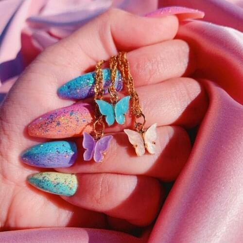 Stainless Steel Butterfly Necklace For Women Korean Insect Butterflies Necklace Pendant 2021 Fashion Boho Jewerly Christmas Gift