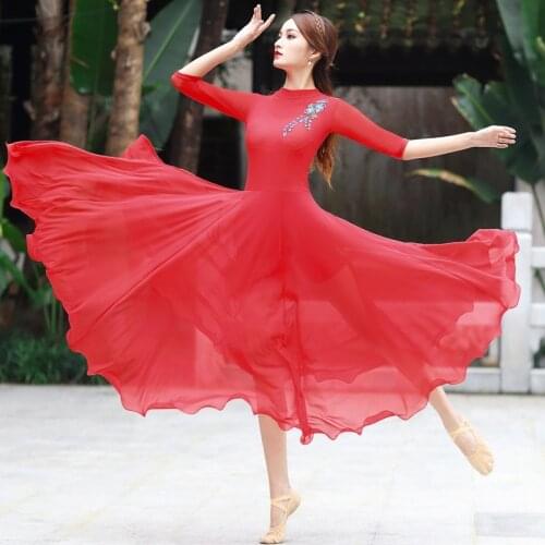 Modern Dance Dress Half Sleeve Ballroom Dancing Performance Costumes Women Tango Dance Rumba Dresses Women Dance Wear 12708