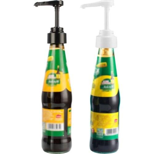 PP Plastic Manually Hydraulic Sauce Bottle Pump Dispenser Black White Oyster Sauce Bottle Pressure Nozzle Kitchen Accessories