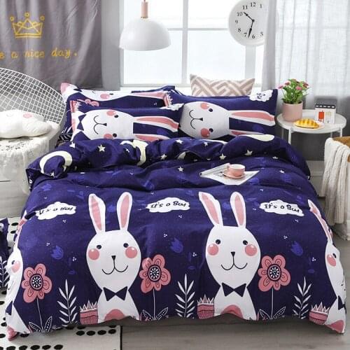 Kuup Nordic Bedding Set Animal Printed Bed Linen Sheet Plaid Duvet Cover 240x220 Single Queen King Quilt Covers Sets Bedclothes
