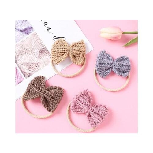 Baby Headband Bow Headbands For Girl yarn bow Headband Thin Nylon Hairband Newborn Kids Toddler Hair Accessories Autumn Winter