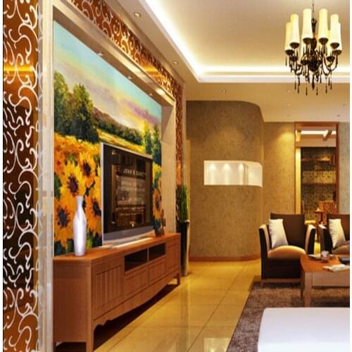Dropship Fatman Floral Wallpaper Sunflower 3d Mural Wallpaper Home Improvement Wallpapers for Living Room Papel De Parede